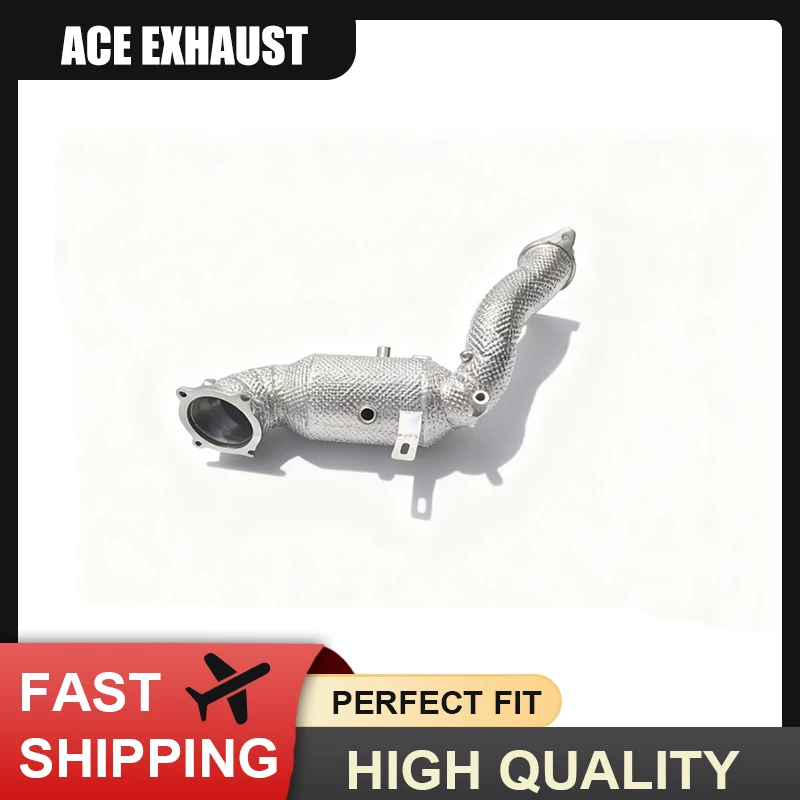 

ACE Auto Exhaust Parts for Maserati Ghibli 2.0T SUS304 Sports Downpipe with heat shield Free Flow Exhaust Pipe with catalysis