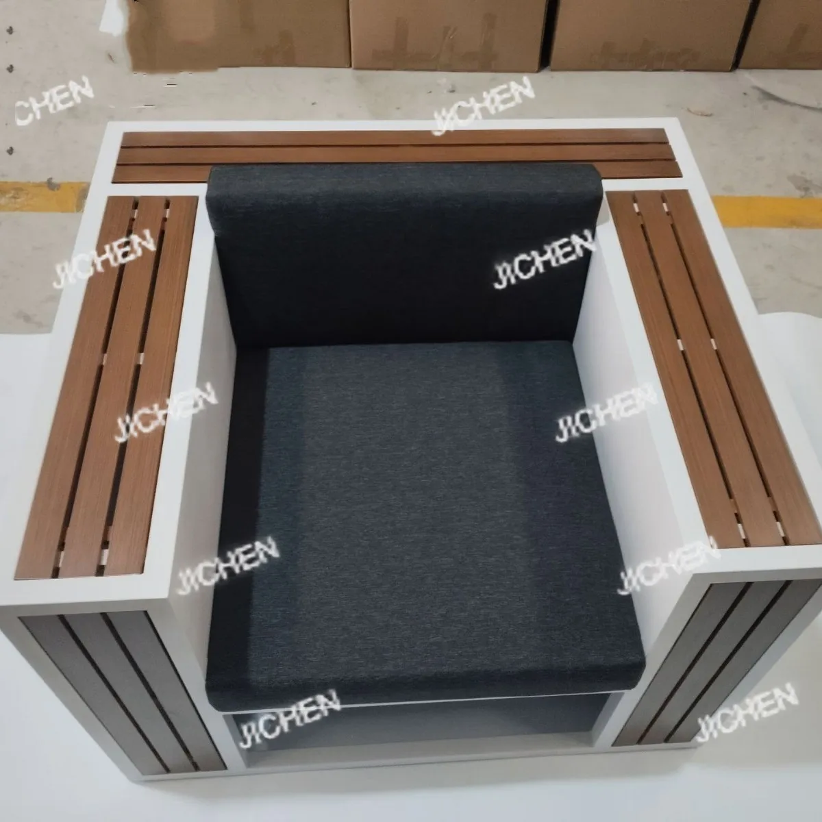 Modern simple outdoor plastic wood sofa villa courtyard garden dining set hotel aluminum alloy outdoor sofa