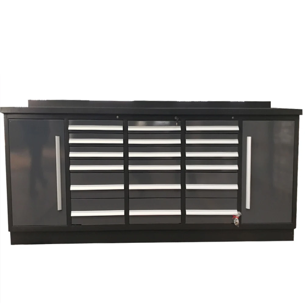 Applicable to Black Powder Coated Metal Workshop Garage Workbench Drawer Tool Cabinet