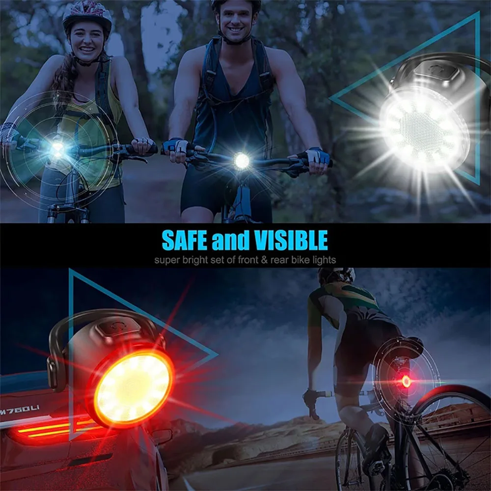 Bike Front Rear Light Set 6 Lighting Modes Bike Bright Headlight USB Charging Warning Taillights Set for Night Riding Safety image 6