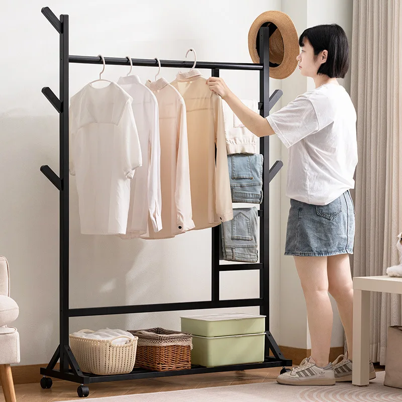 New drying rack floor-to-ceiling non-solid wood household bedroom hanging clothes balcony indoor mobile dormitory drying coat