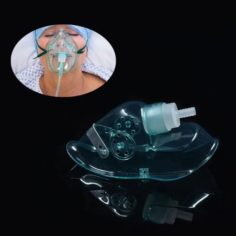 Прозрачная кислородная маска для взрослых с мягкой трубкой, регулируемым эластичным ремнем безопасности