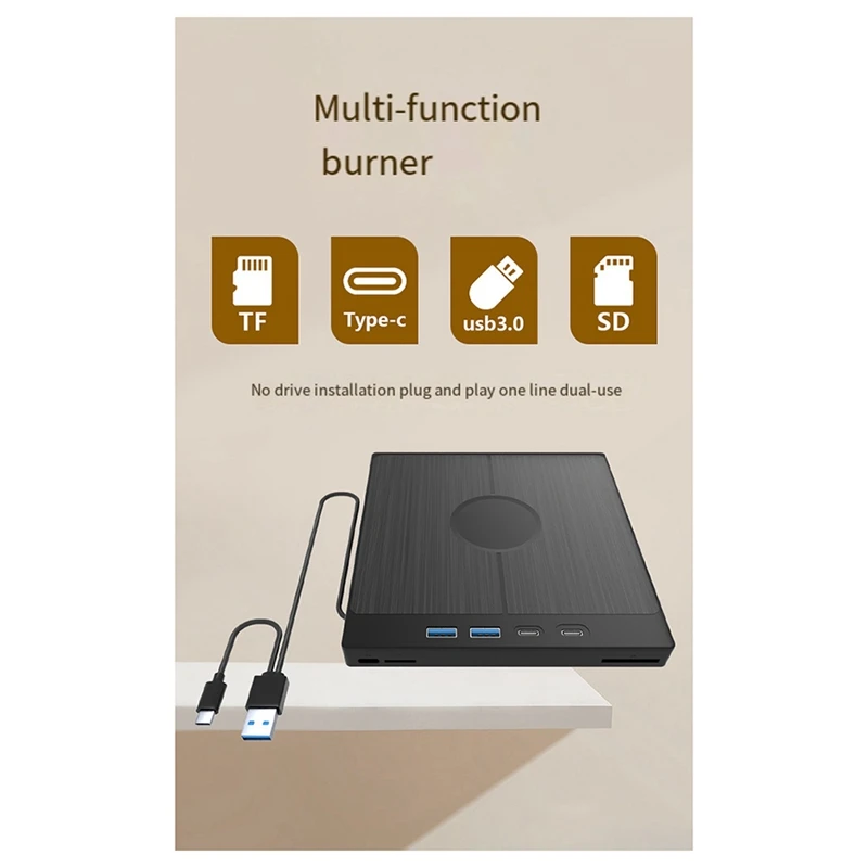 GO-7-In-1 USB 3.0 Type C External CD DVD RW Optical Drive DVD Player Burner Reader Multi-Function Drive For Windows PC
