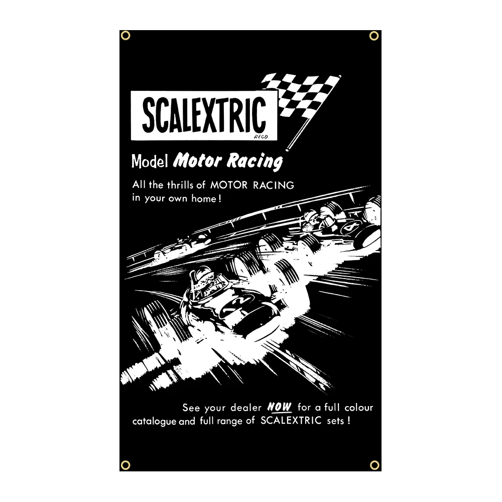 90X150cm Scalextrics Model Motor Racing Flag Polyester Printed Garage Decoration Banner Tapestry