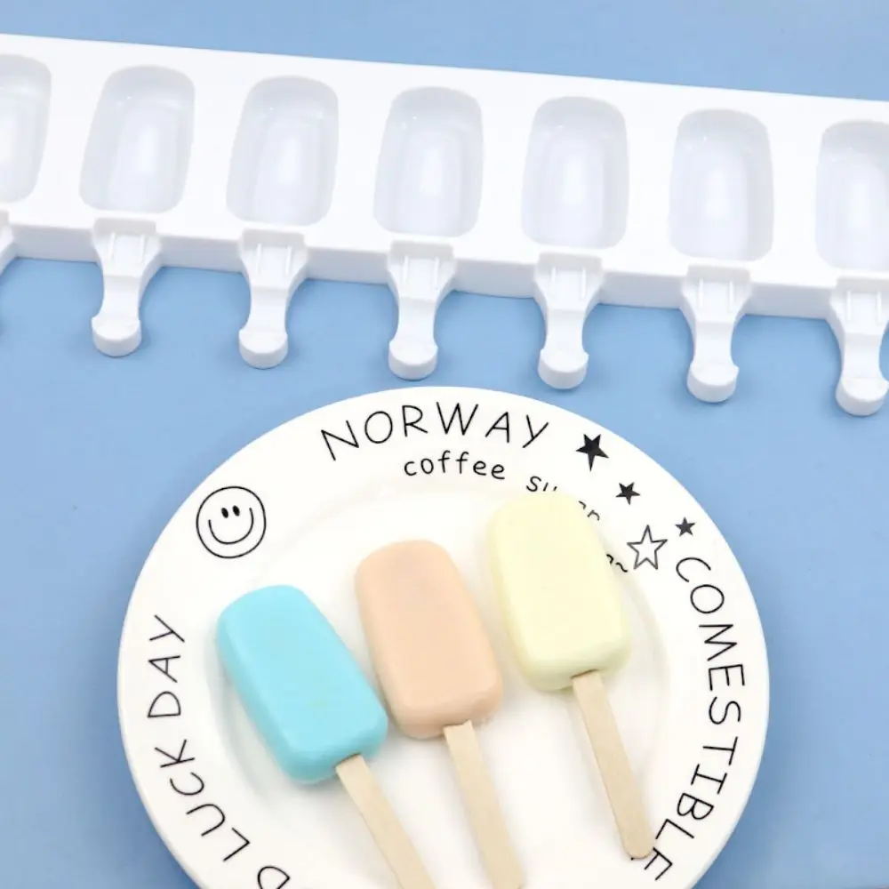 Silicone 8-Link Oval Ice Cream Mold Ice Cube Diy Pudding Cake Accessories Ice Cream Mold Ice Lattice Baking Tool image 2