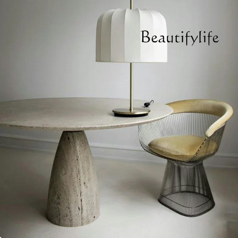 

M Natural Travertine Dining Table Designer Wabi Wind Round Table Living Room Marble Dining Custom Medieval Table Italian Style