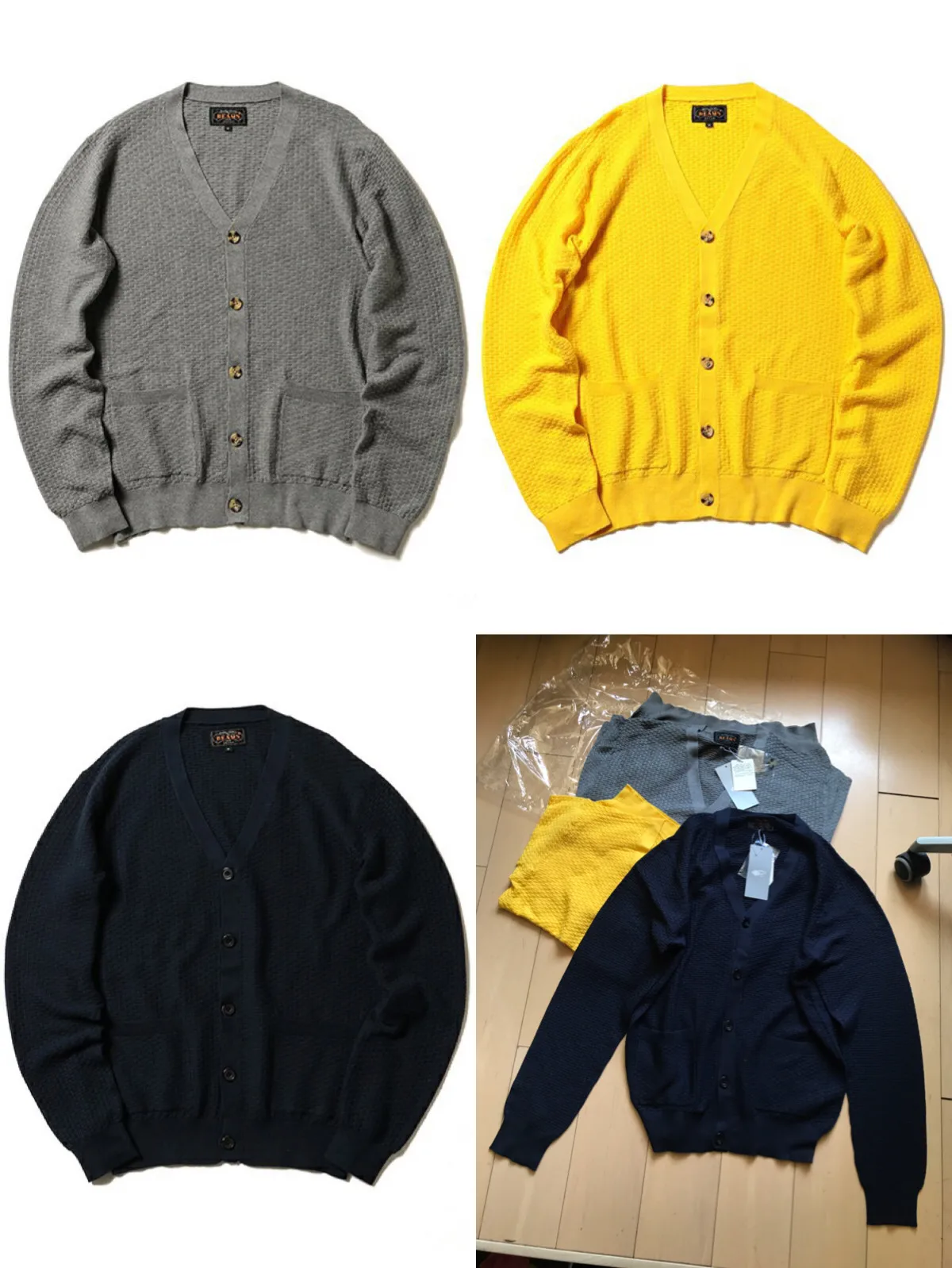 2025 BEAMS PLUS Spring Autumn Unisex Lightweight Cotton Knit Cardigan Japanese Streetwear Casual Daily Sweater