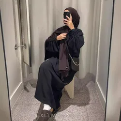 Abaya com mangas compridas para mulheres, Abaya para Eid, vestuário de oração islâmica, tecido longo e fino, solto e amolgado, Dubai e luxo, Ramadã e Eid