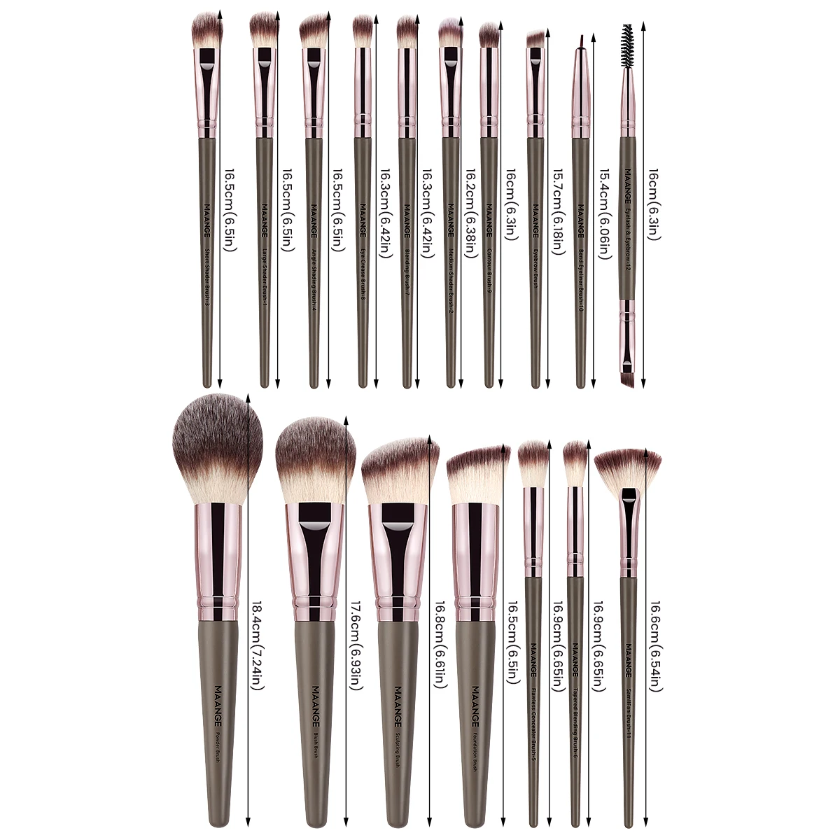 MAANGE 17 pièces ensemble de pinceaux de maquillage professionnel fond de teint correcteurs ombres à paupières poudre mélange Kabuki pinceaux de Contour outils de beauté