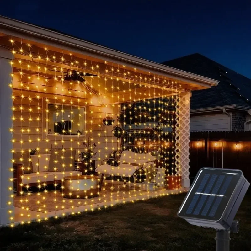 8-Modus Solarbetriebene LED-Lichterkette mit Acht Funktionen für Haus, Garten, Hochzeit und Weihnachtsdekoration