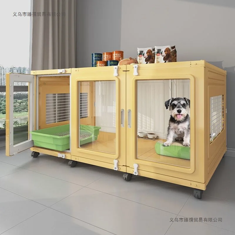 Transparent villa for small and medium-sized dogs, large space, bold and thickened, one bedroom and one bathroom kennel