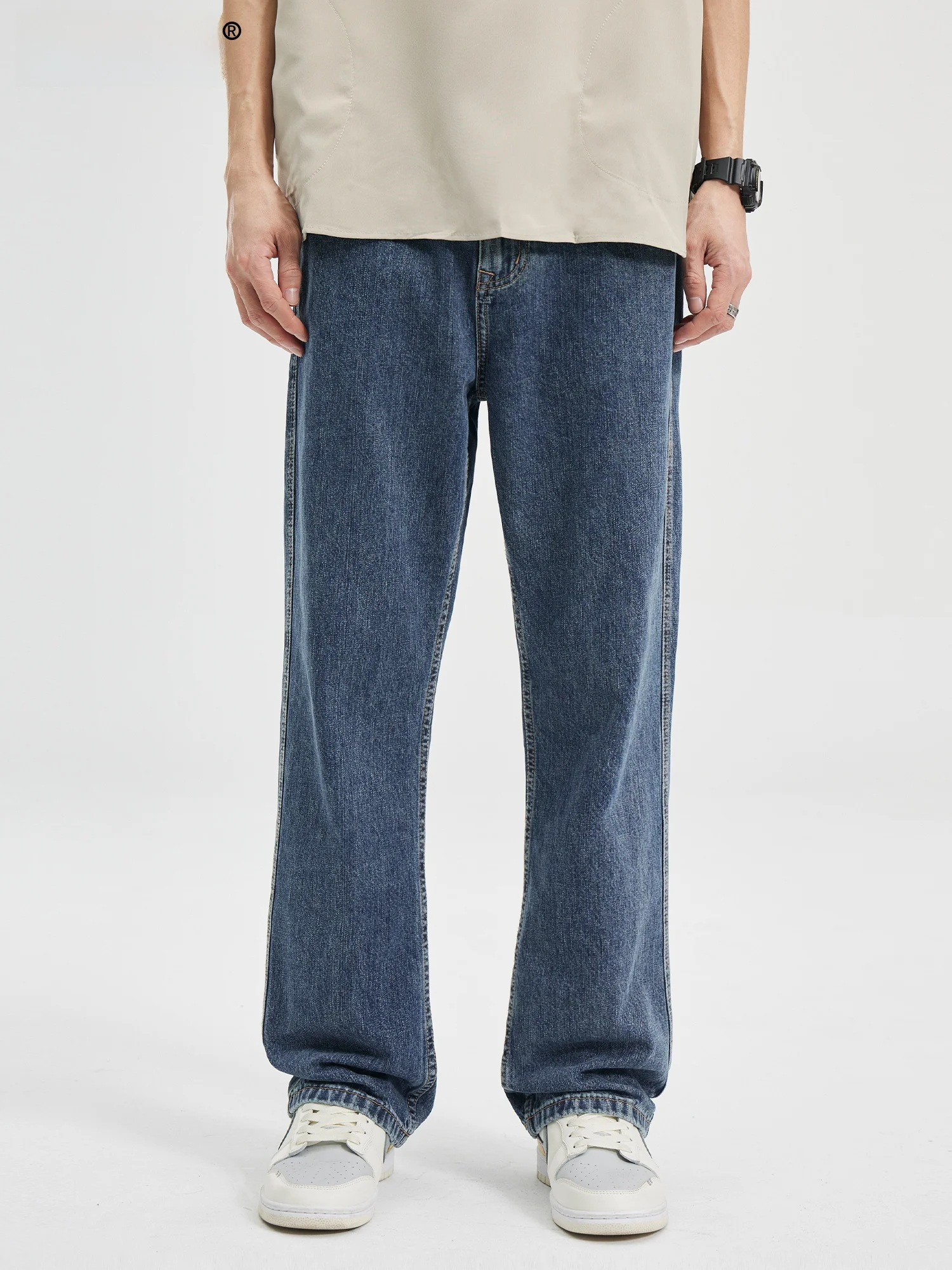 

Мужские расклешенные джинсы RB в американском ретро-стиле, осенне-зимние, новые, широкие брюки, модные свободные длинные штаны из смесового хлопка и полиэстера