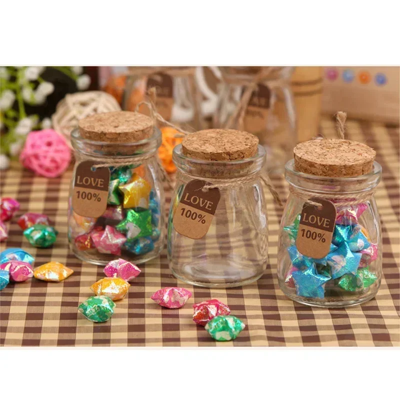 

100ml Jam Jar Wish Glass Bottles Tiny Empty Clear Cork Glass Milk Bottles Vials for Wedding Holiday Decoration Barattoli Vetro