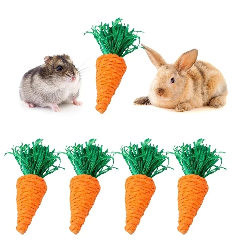 

Pet rabbit toy woven grinding teeth puzzle toy supplies Carrot guinea pig, dragon cat, cat hand woven accessories