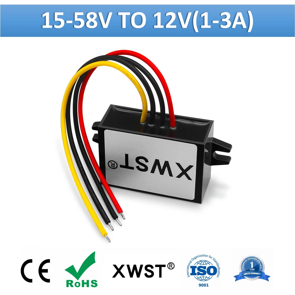 

XWST 15-58v 24v 36v 48v to 12V 1A 2A 3A DC To DC Step Down Module 12v Buck Power Converter With Reverse Connection Protection