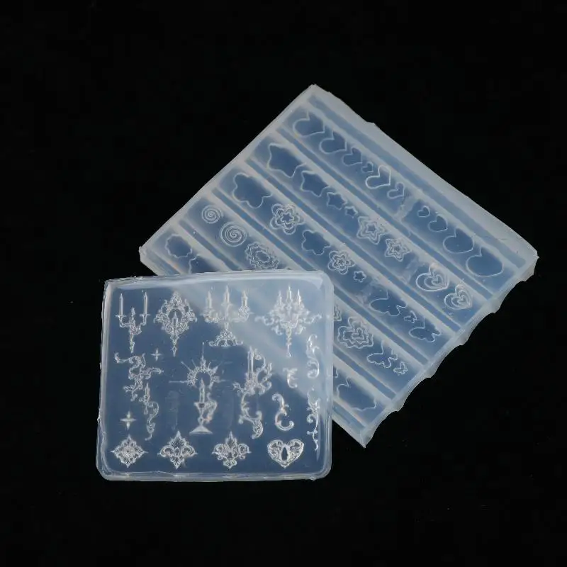 Nagelform Niedlicher Rahmen Dialogbox Stern Herz Schmetterling Kerzenhalter Nagelkunst-Dekorationen Transparente Silikonform für Nagelkunst – Detail 5