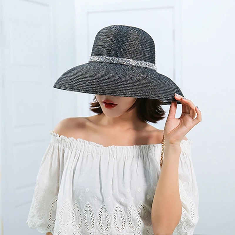 Sun Hat  Large brim silver breathable sunshade hat women versatile sunscreen summer vacation beach hat sun Protection Cap