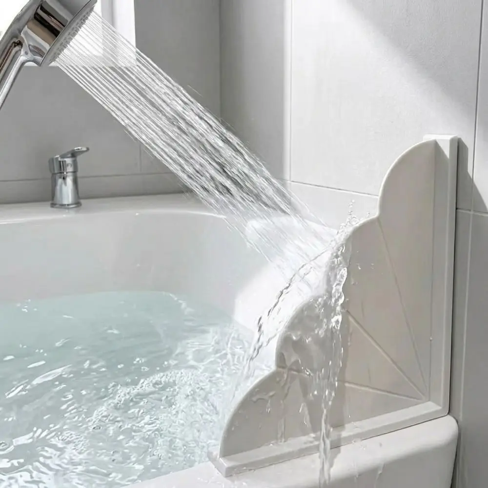 Silicone Bathtub Splash Guard Edge Protector Anti Splash Corner Water Barrier Waterproof No-Drill Splash Stopper Guard Shower