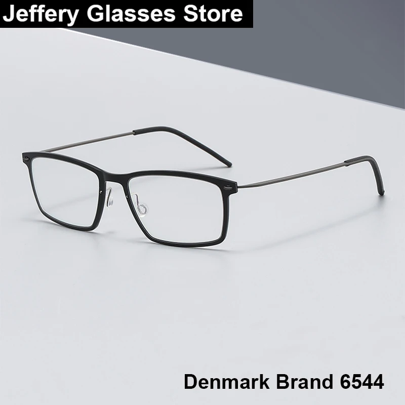 New Denmark Screwless Rectangle Glasses Frame Men Women 6544 Ultralight 6g Titanium Acetate Eyeglasses Narrow Square Eyewear