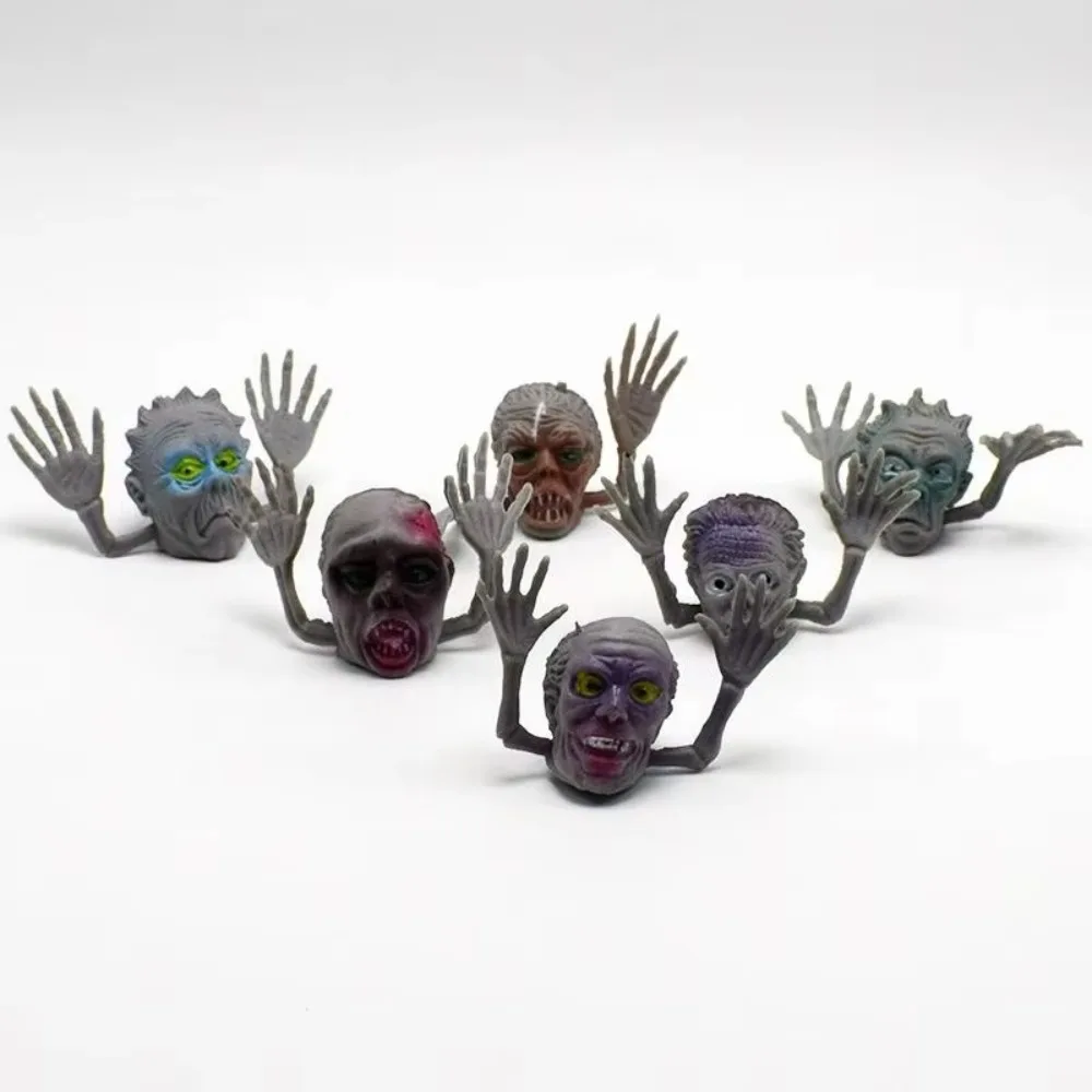 6 Pcs Resin Halloween Ghost Head Finger Toys Soft Unisex Mini Ghost Head Zombie Portable Telling Story Puppets Hand Toys Kid