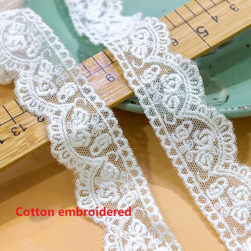 Embroidery Mesh Lace Trims, Ribbon for Sewing Wedding Headband, High Quality Fabric for DIY Sewing Craft, White Beige, 5Yards/Lo