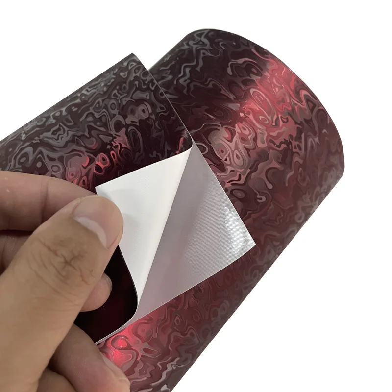 Premium PET 3D Chrome Satin Romance Red Cosmic Ghost Textured Vinyl Wrap Film Roll Self Adhesive Decal Car Wrapping view 4