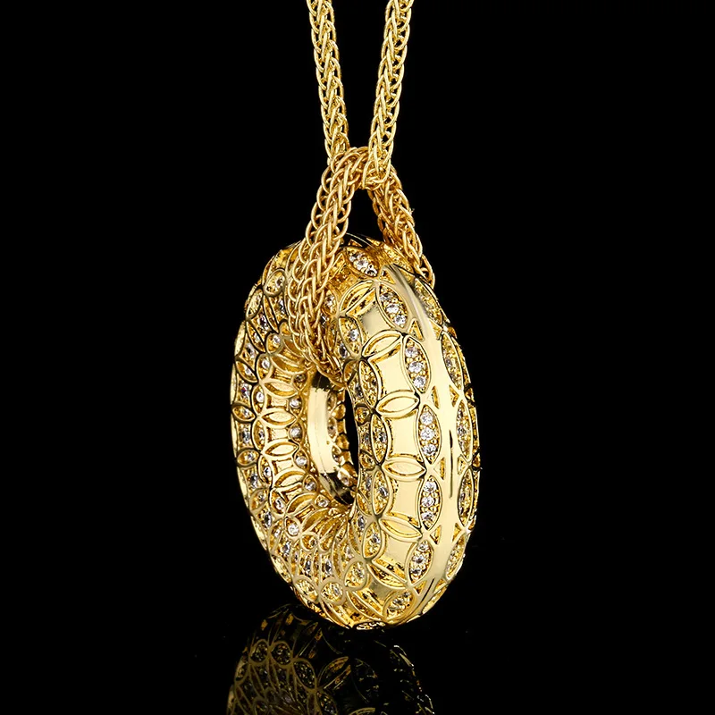 New Hot-Selling Jewelry Genuine Gold Filigree Ancient Coin Pattern Peace Buckle Pendant Necklace