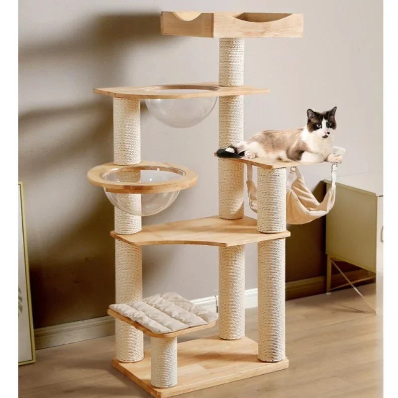 Solid wood cat climbing frame oak cat litter cat tree