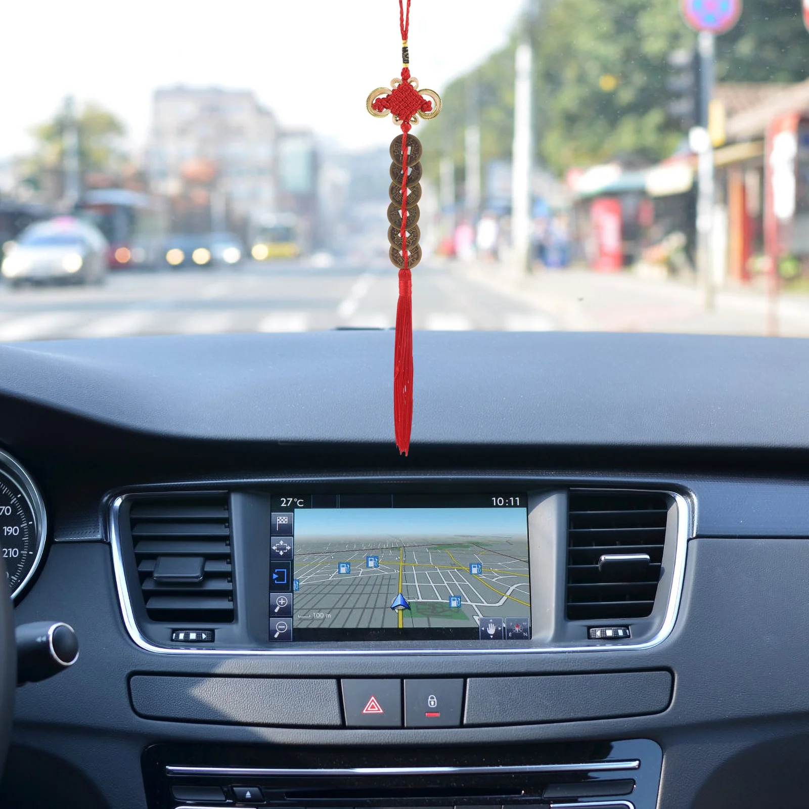 

2Pcs Feng Shui Prosperity Pendant Chinese Knot with Six Emperor Coins Red Tassel for Office Home Car New Year Decor Wealth