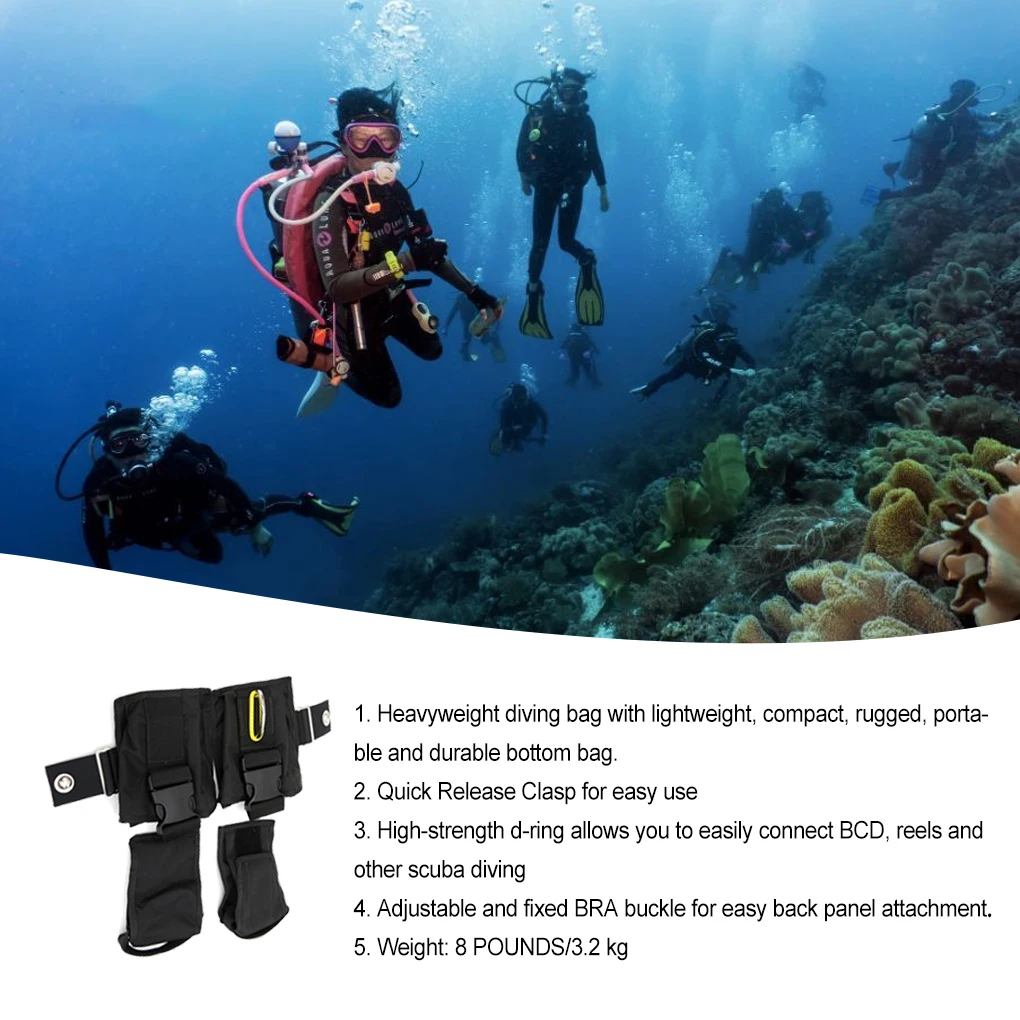 

Scuba Diving Weight Bag Spare 3.2kg Lead Filler Pouch Adjustable Quick Release Underwater Wear-resistant Tech Dive Holder