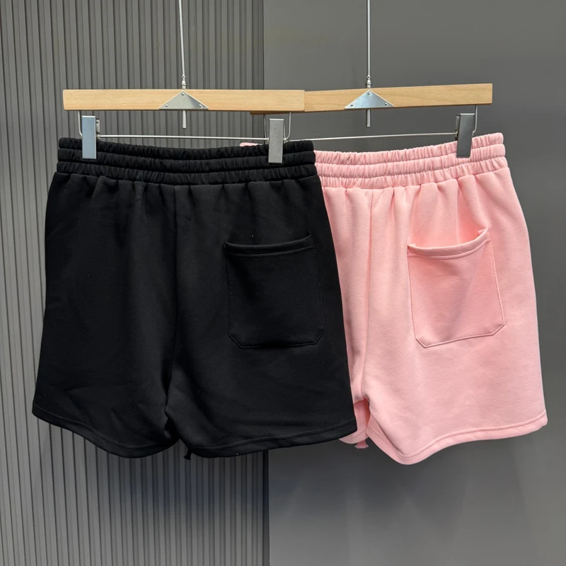 Big Paint Graffiti Stripe Splice Pink Black Shorts Loose Drawstring Shortpants for Men Women Summer Beach Holiday Sports Shorts