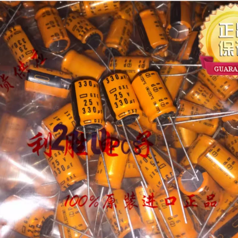 10PCS-100PCS Japanese Black Diamond Capacitor 25V330UF 330UF 25V 10X16 GXE 125 degree high temperature resistance