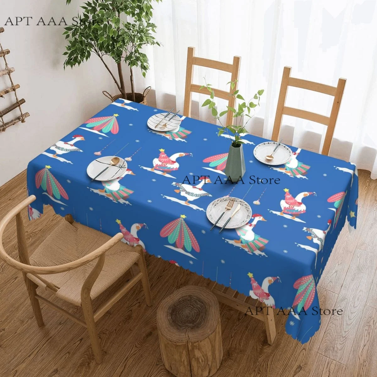Geese On Vacation Tablecloth Rectangular Waterproof Freemasonry Mason Table Cover Cloth for Banquet