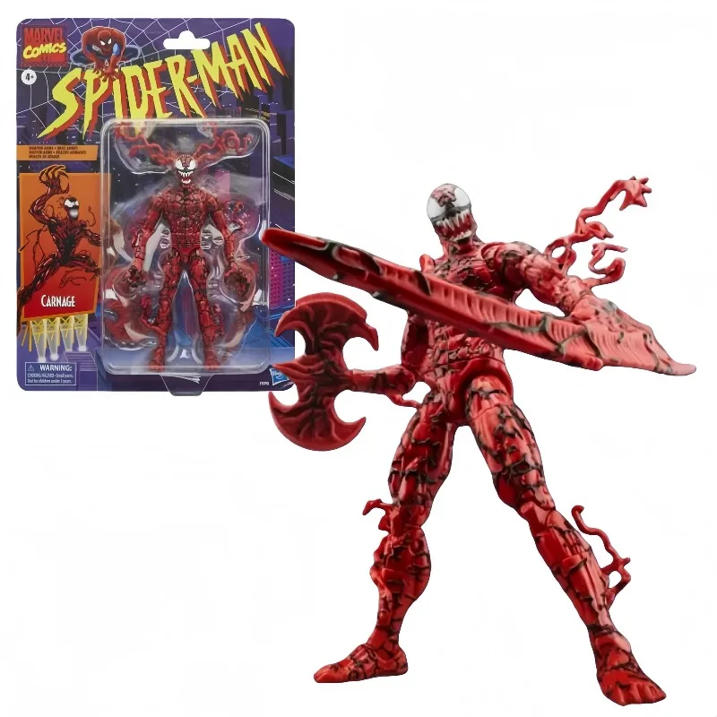 

【В наличии】Hasbro Marvel Legends Series Ретро Человек-Паук Carnage Аниме Персонаж Коллекция игрушек Модель