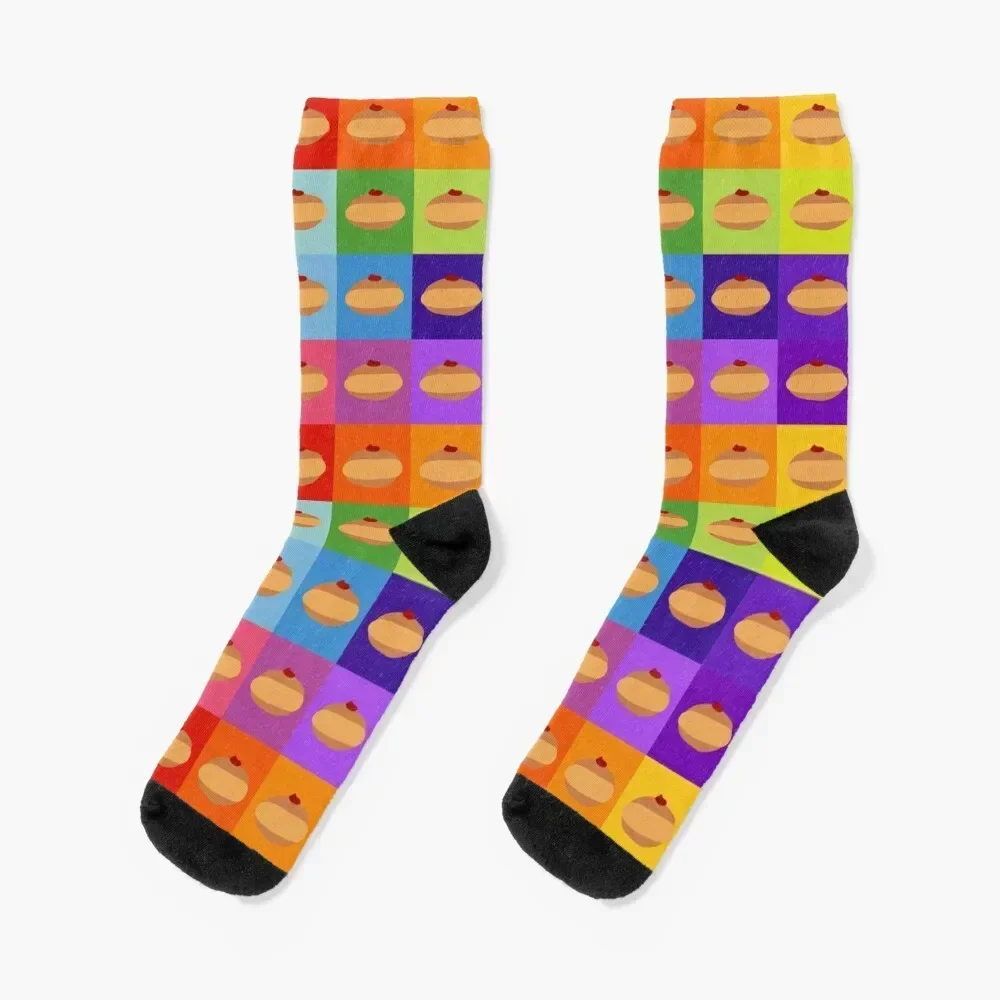 Doughnuts Galore Rainbow Square Print Socks funny gifts christmas gift halloween essential Men Socks Women's