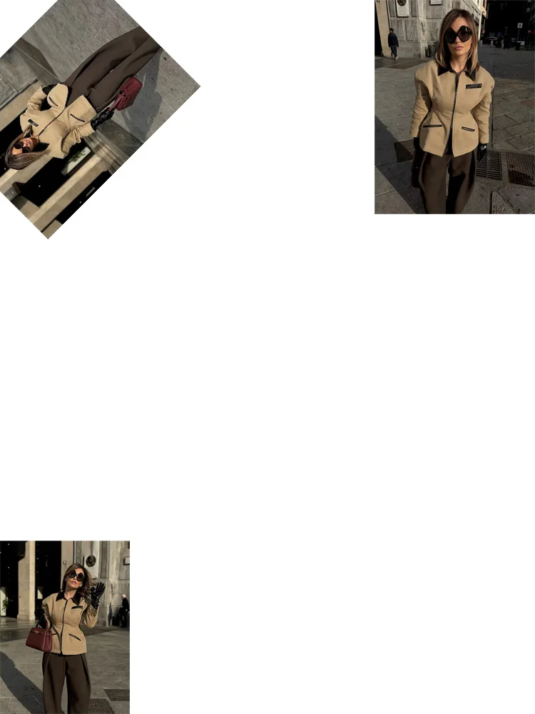 

HH женское осеннее короткое пальто с длинными рукавами на молнии из искусственной кожи в стиле пэчворк с эффектом кармана и украшением с лацканами, женская повседневная куртка