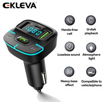 Car Bluetooth 5.3 FM Transmitter Dual USB QC3.0 Fast Charger Atmosphere light Wireless Handsfree Car Digital Receiver MP3 Player