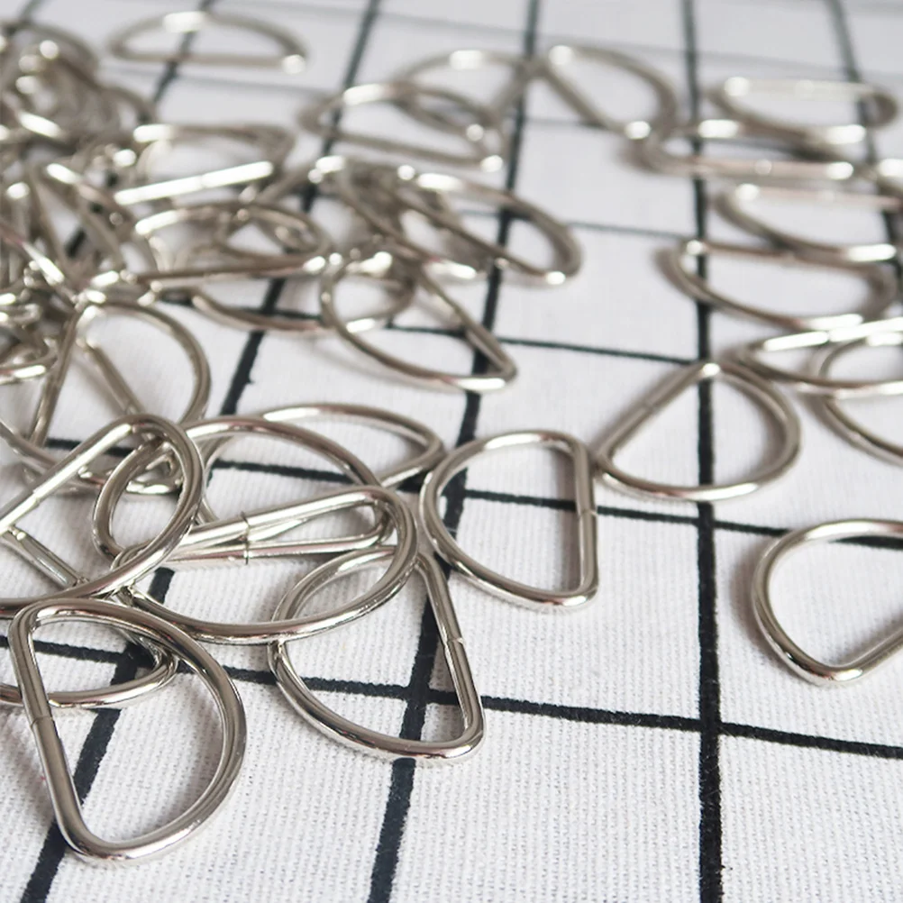 

100Pcs D Ring Multipurpose Semi-Circular Metal Rings for Bag Strap Luggage Clothes Backpack Belt Accessories Silver