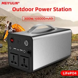 LiFePo4-ポータブルソーラー発電機,300W,補助バッテリー,68000mAhパワーバンク,USB C, PD, DC,屋外キャンプ用