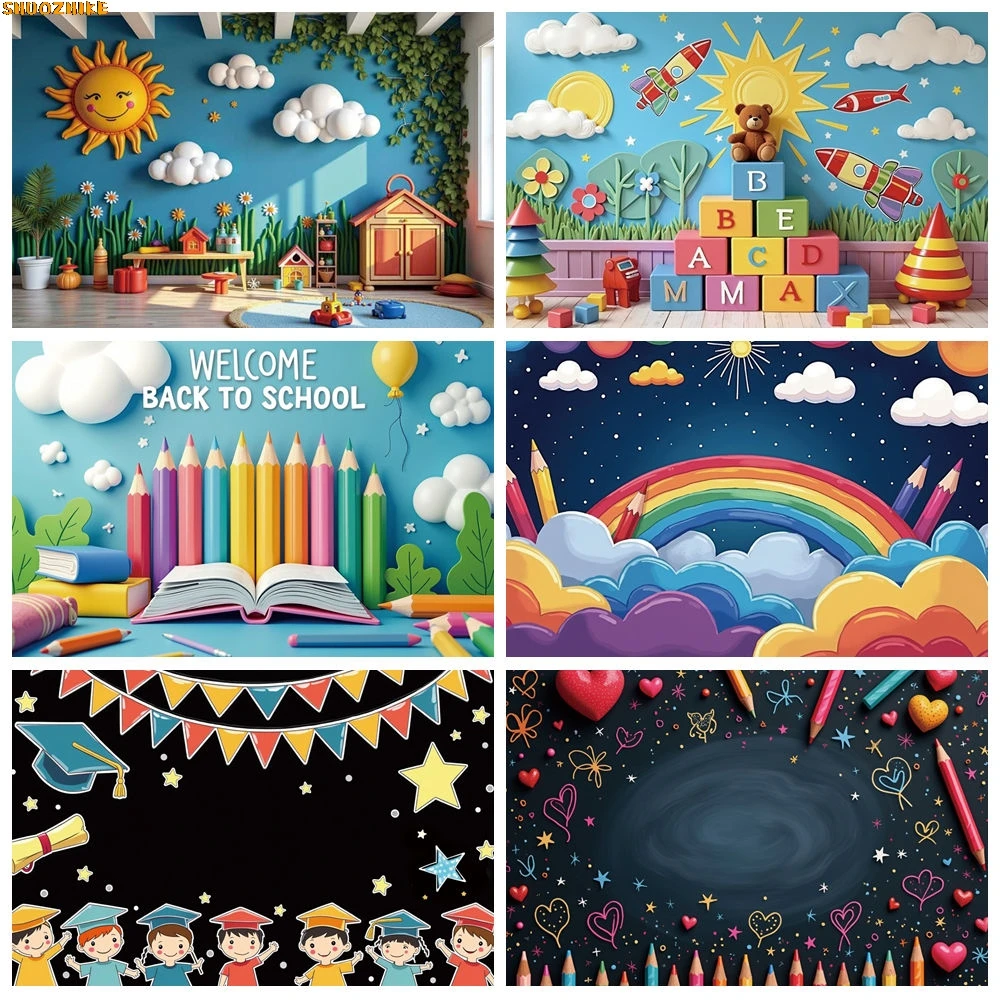 

Back To School Party Decoration Kindergarten Backdrop Blackboard Graffiti Chalk Child Birthday Studio Photography Sets RF-01