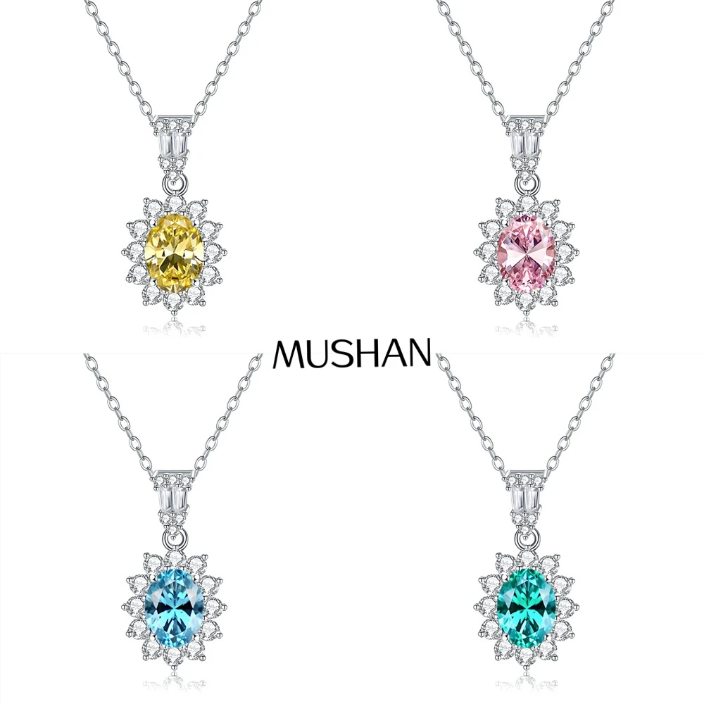 

MuShan Jewelry 925 Sterling Silver Necklace Pendant Chain HCD Diamonds Engagement Party Romantic Style Women Necklaces Jewelry