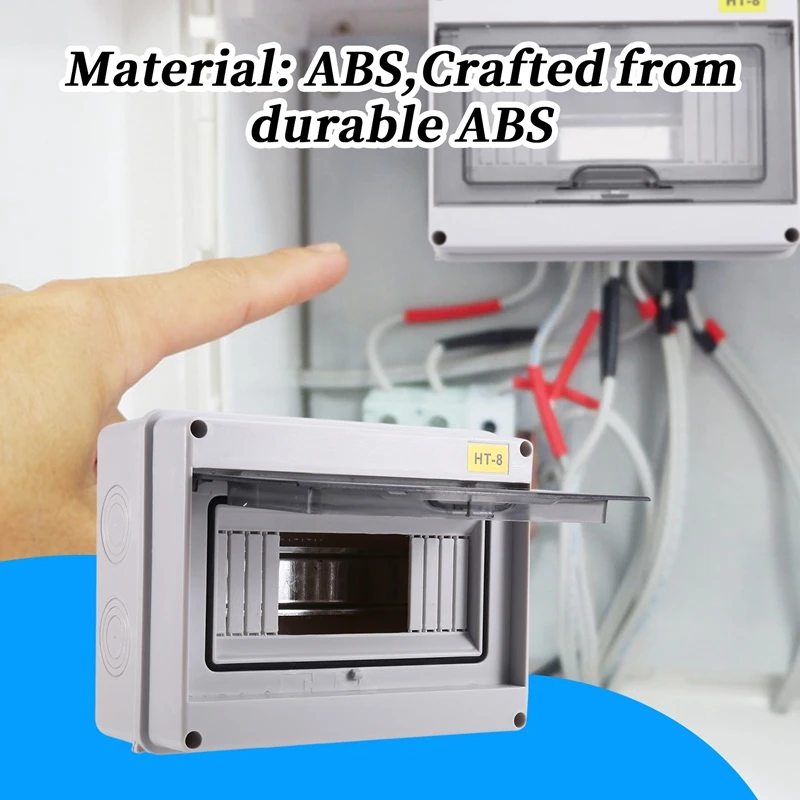 IP65 Mcb Breaker Box Distribution Protection Box ABS Power Electronic Din Rail Enclosure For Circuit Breaker HT-8 Way