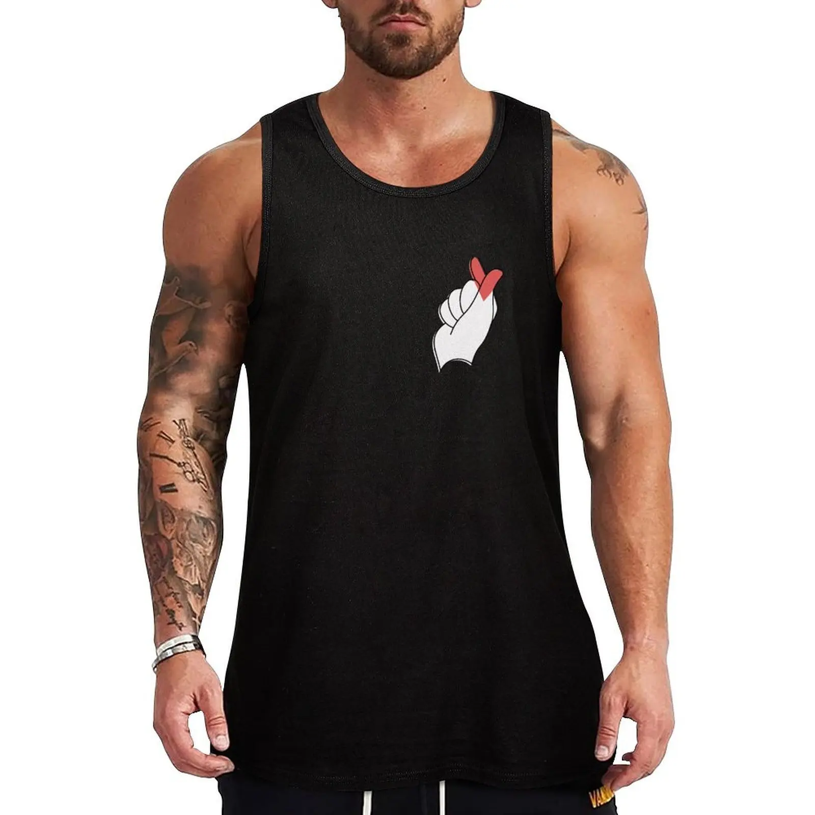Lovely Finger Heart Tank Top Comfort Basic Tank Top Cotton Sleeveless Daily Shirt
