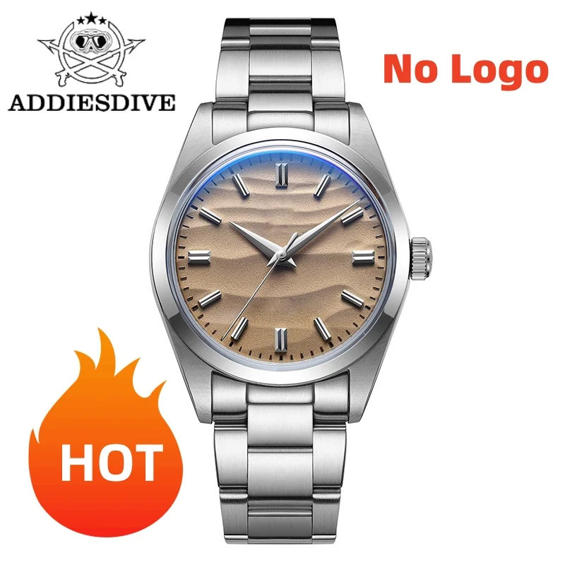 

ADDIESDIVE 36mm no logo Men Watches 10Bar Waterproof Desert Dial Bubble Mirror Glass Business Leisure Quartz watch Reloj Hombre