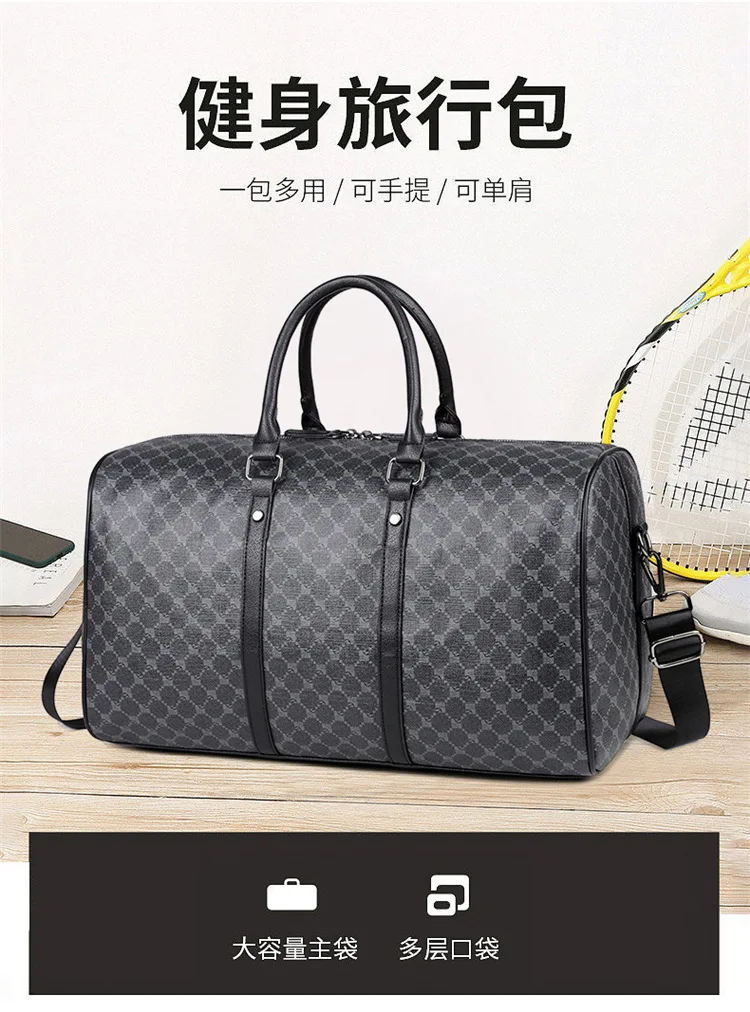 Große Herren-Tragetaschen, modische Handtaschen mit Karomuster und Henkeln, Herren-Umhängetaschen, wasserdichte Reisetaschen, Herren-Gepäcktaschen. – Detail 1