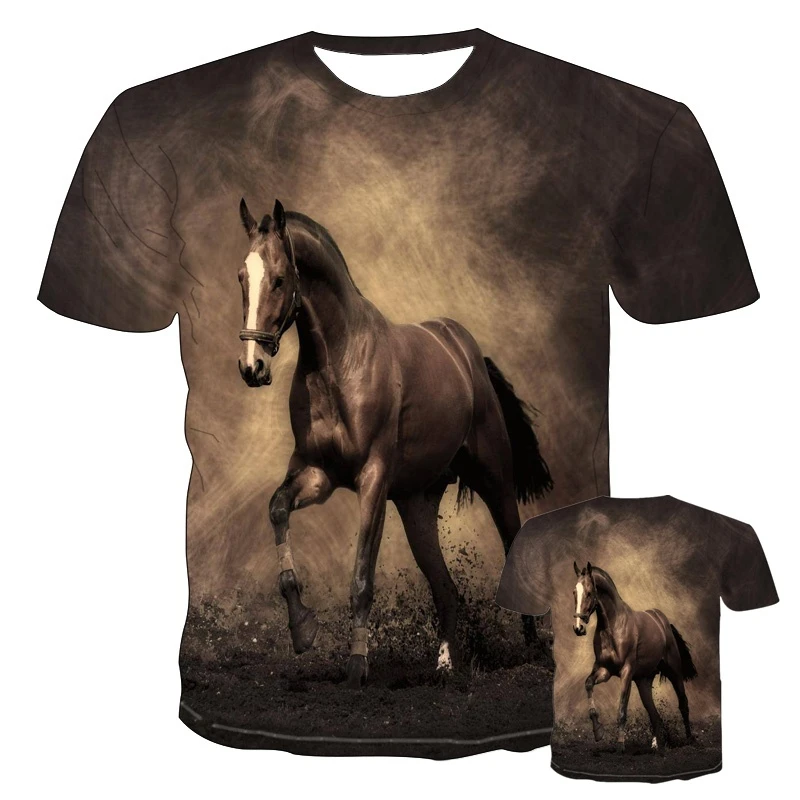 3D Printing Clothing T-Shirt Men and Women Fashion Casual Animal Horse Short Sleeve Tees Tops Streetwear Women T Shirt Clothing