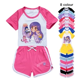 New Anime Aphmau Cat Clothes Kids 2024 Summer Pajama Sets Baby Girls Short Sleeve T Shirt+Shorts 2pcs Set Toddler Boys Nightwear