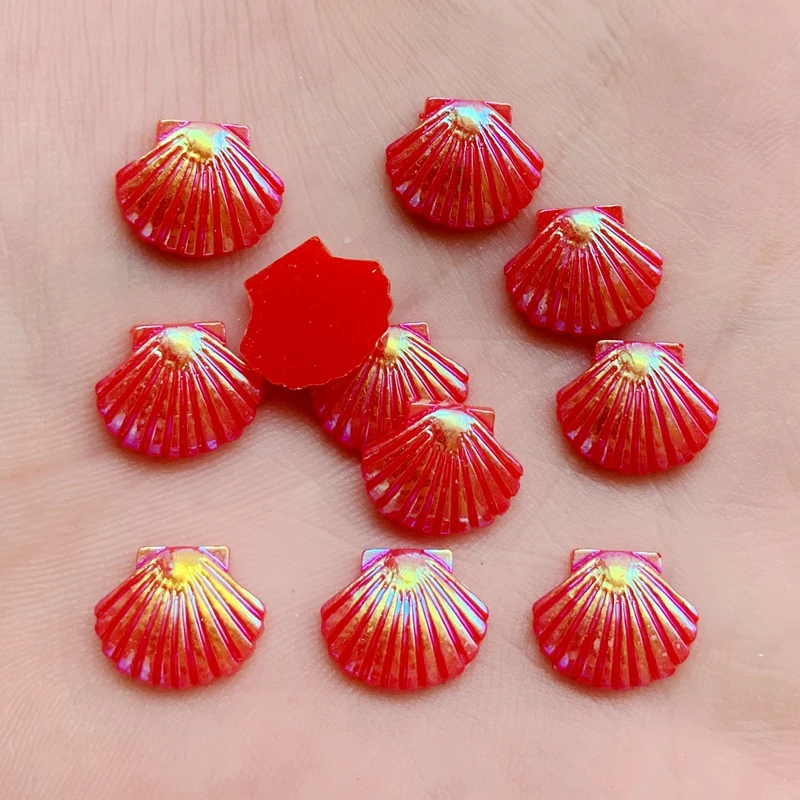 Shell Shape Resin Rhinestone Flat Back Crystals Rhinestones Stones DIY Wedding Decoration 40pcs 10*12mm -HE13