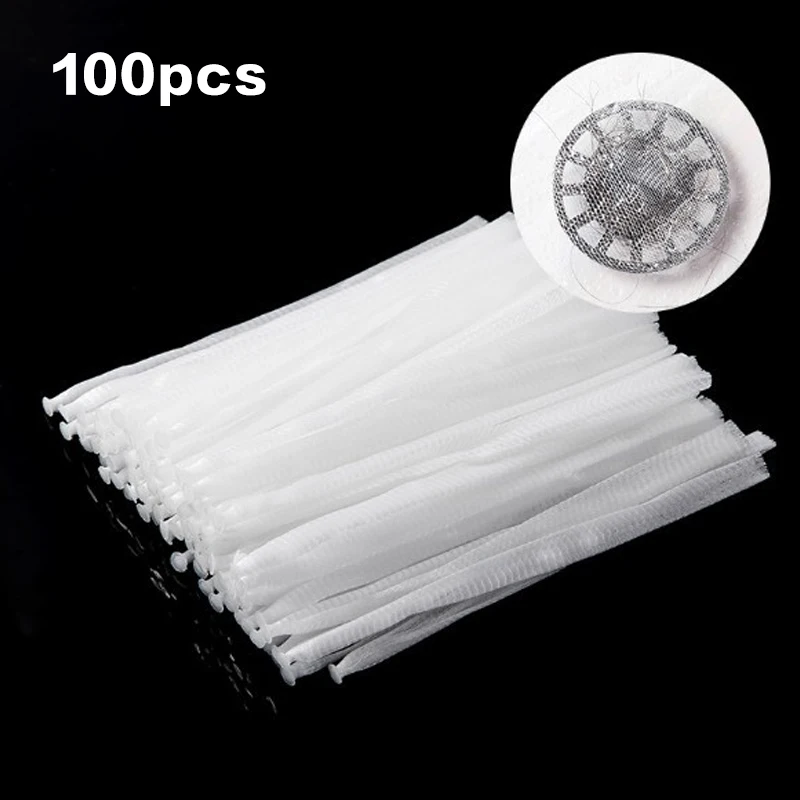 100Pcs Einweg Küche Waschbecken Filter Mesh Kanalisation Müll Filter Mahlzeit Rückstände Pool Mesh Tasche Entwässerung Bildschirm Waschbecken Müll Net