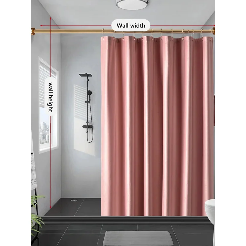 Solid Color Retro Velvet Waterproof Mildewproof Shower Curtains Bathroom Light Tight Curtain Belt Metal Gourd Hang Hook